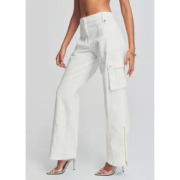 SER.O.YA $345 Women's Annika High Waisted Wide Leg Ruched Cargo Pants 26